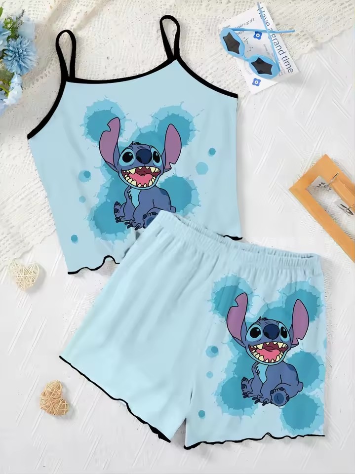 Elegant Women's Sets Lettuce Trim Pajama Skirt T-shirt Slip Dress Top Pieces Short Piece Outfit Summer Suit