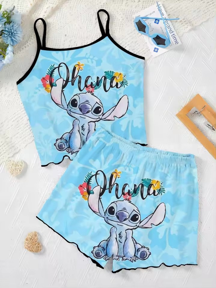 Elegant Women's Sets Lettuce Trim Pajama Skirt T-shirt Slip Dress Top Pieces Short Piece Outfit Summer Suit