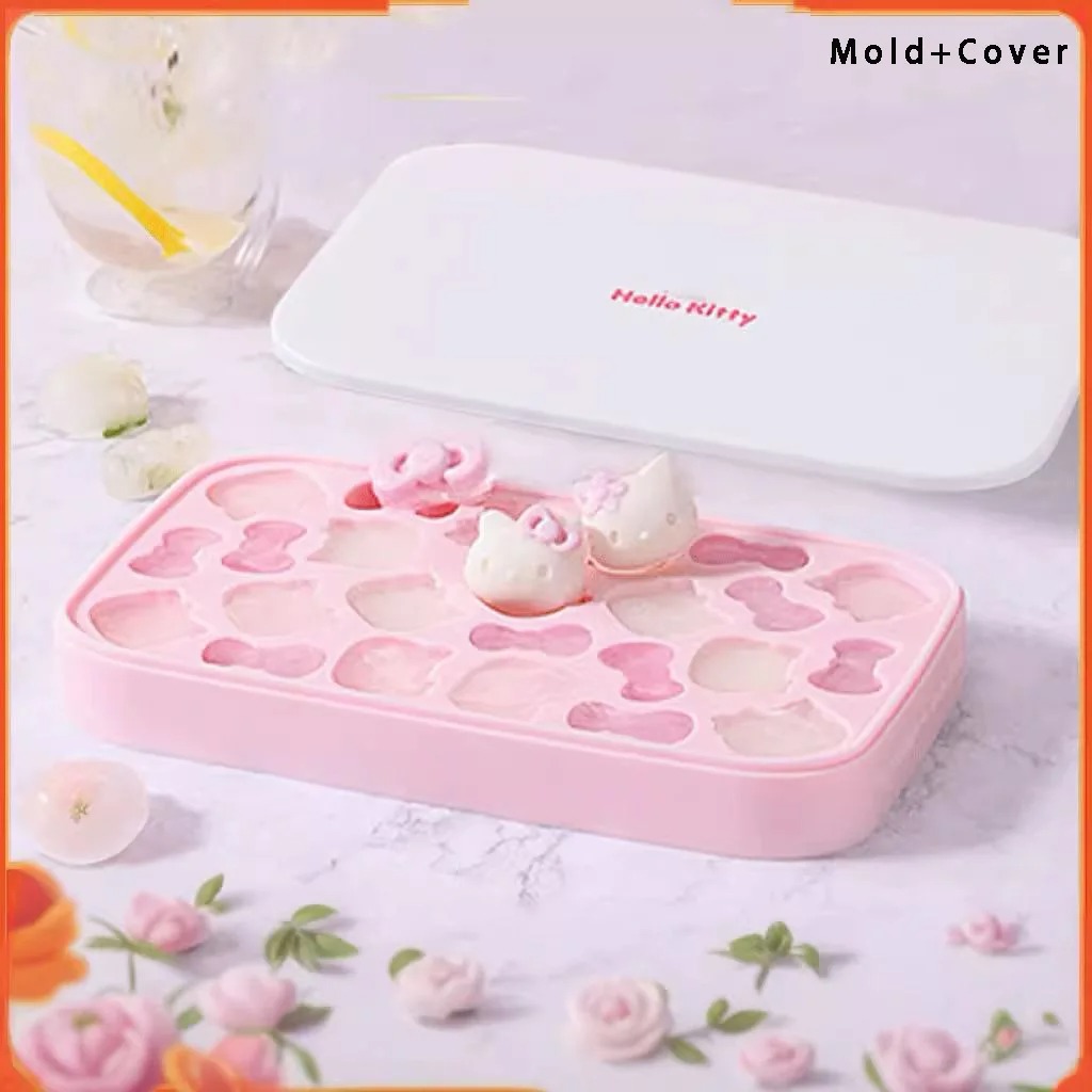 Cartoon Pink 3D Pink Silicone Press Ice Tray Mold Cute Home Refrigerator Ice Storage Box Party Birthday Gifts