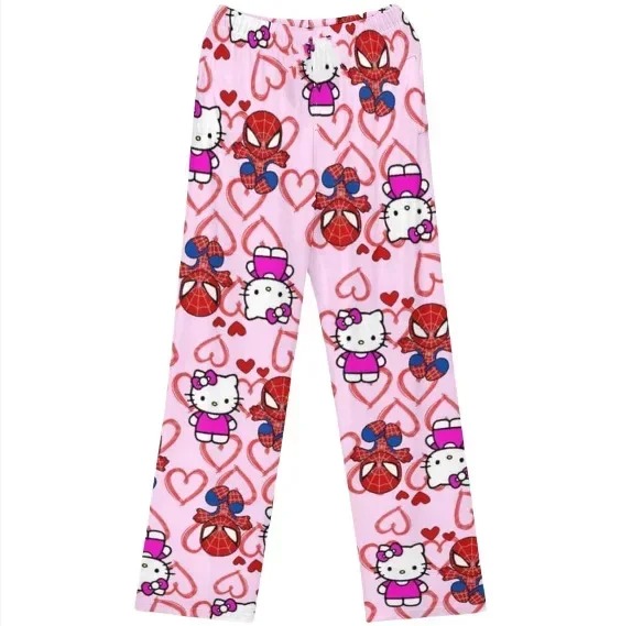 2025 Pajamas Halloween Flannel Fashion Trouserswomen Woolen Anime Cartoon Casual Home Pants Autumn
