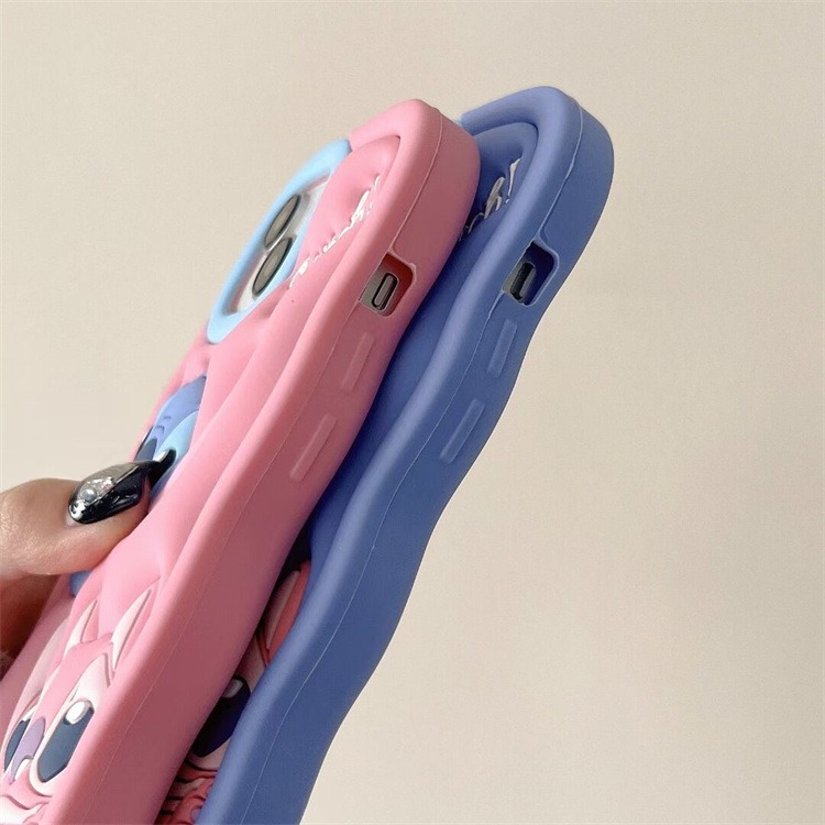 Cartoon Cute Iphone 11 12 13 14 15 Pro Plus Stitch Silicone Material Simple All Inclusive Phone Case Valentine'S Day Gift