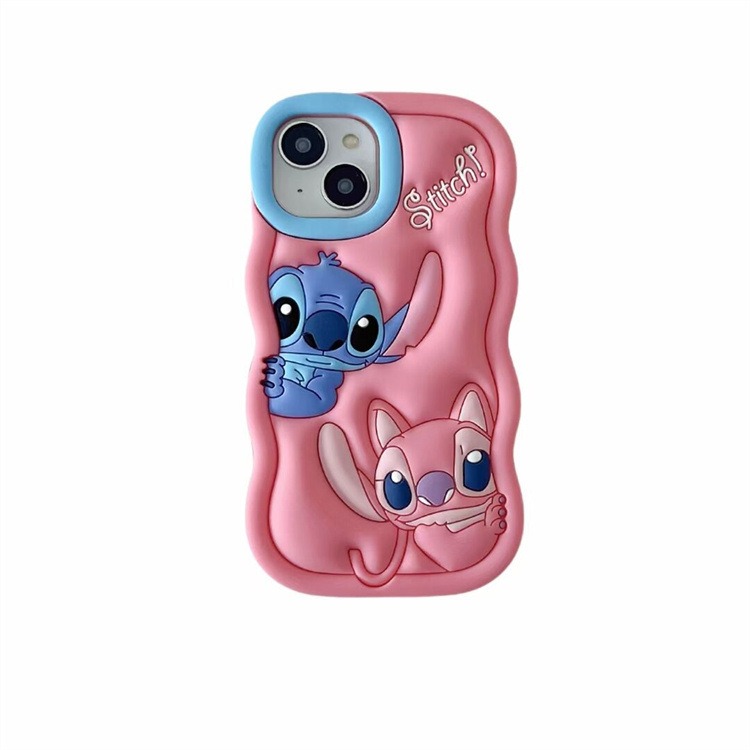 Cartoon Cute Iphone 11 12 13 14 15 Pro Plus Stitch Silicone Material Simple All Inclusive Phone Case Valentine'S Day Gift