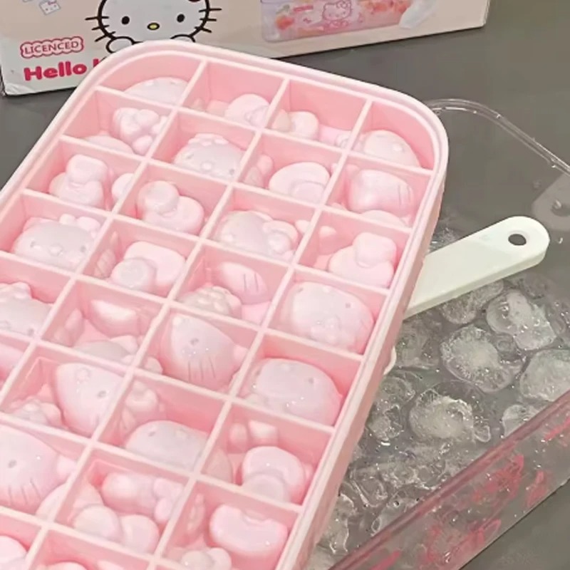 Cartoon Pink 3D Pink Silicone Press Ice Tray Mold Cute Home Refrigerator Ice Storage Box Party Birthday Gifts