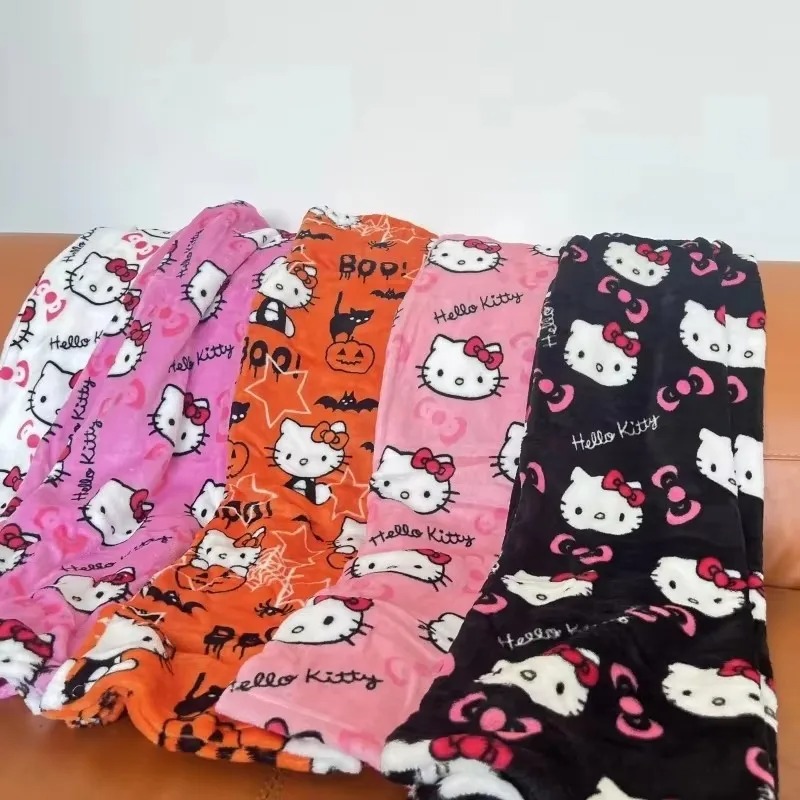 2025 Pajamas Halloween Flannel Fashion Trouserswomen Woolen Anime Cartoon Casual Home Pants Autumn