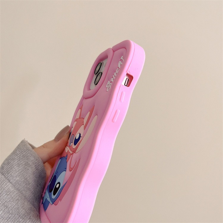 Cartoon Cute Iphone 11 12 13 14 15 Pro Plus Stitch Silicone Material Simple All Inclusive Phone Case Valentine'S Day Gift