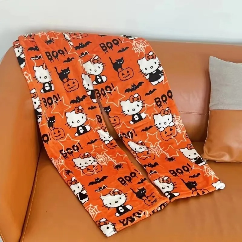 2025 Pajamas Halloween Flannel Fashion Trouserswomen Woolen Anime Cartoon Casual Home Pants Autumn