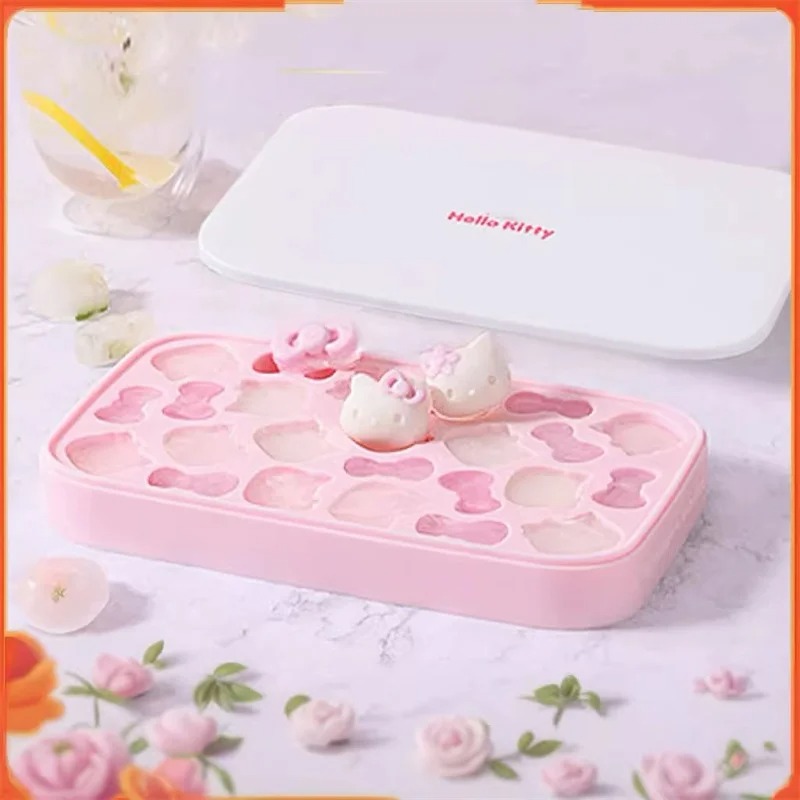 Cartoon Pink 3D Pink Silicone Press Ice Tray Mold Cute Home Refrigerator Ice Storage Box Party Birthday Gifts