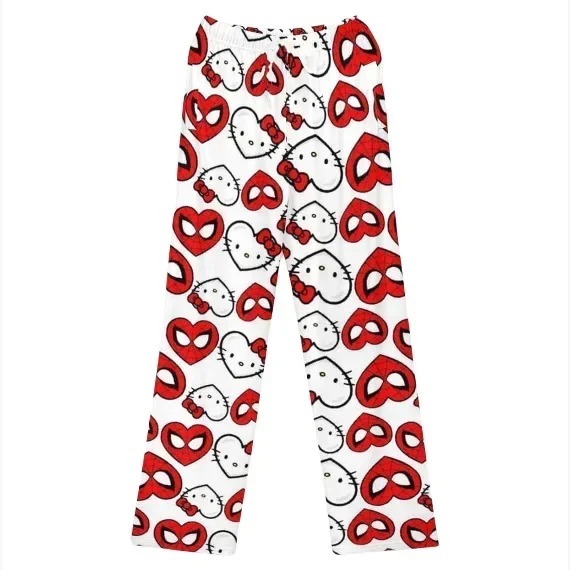 2025 Pajamas Halloween Flannel Fashion Trouserswomen Woolen Anime Cartoon Casual Home Pants Autumn