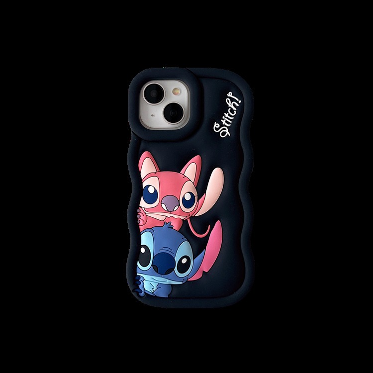 Cartoon Cute Iphone 11 12 13 14 15 Pro Plus Stitch Silicone Material Simple All Inclusive Phone Case Valentine'S Day Gift