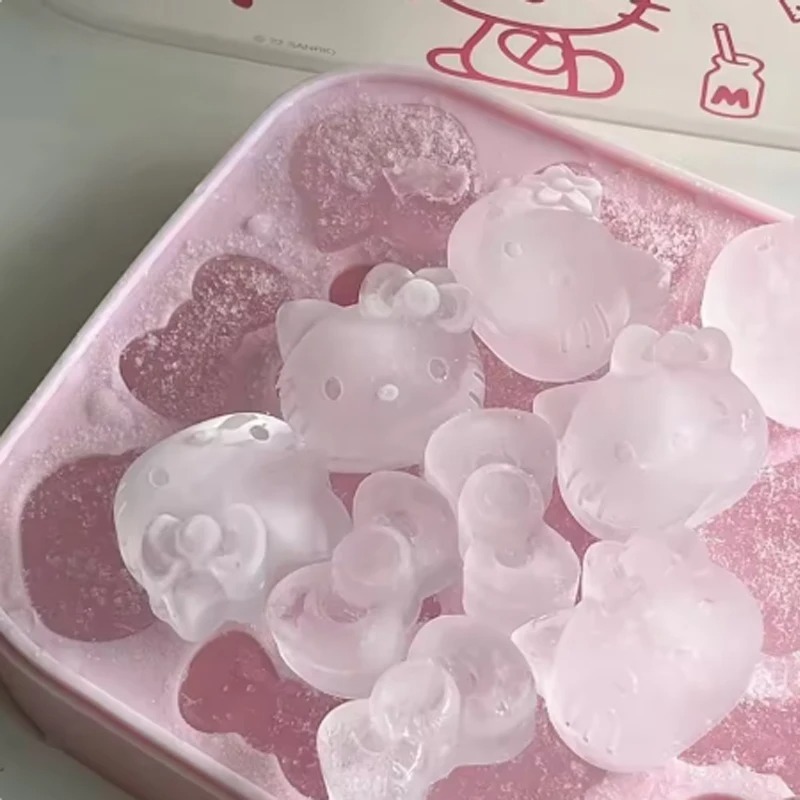 Cartoon Pink 3D Pink Silicone Press Ice Tray Mold Cute Home Refrigerator Ice Storage Box Party Birthday Gifts