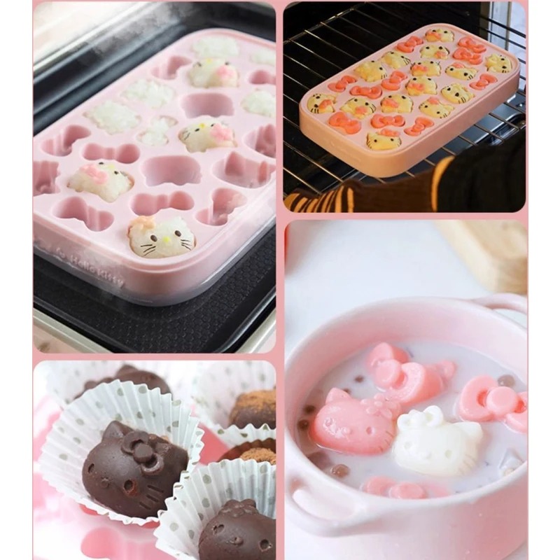 Cartoon Pink 3D Pink Silicone Press Ice Tray Mold Cute Home Refrigerator Ice Storage Box Party Birthday Gifts