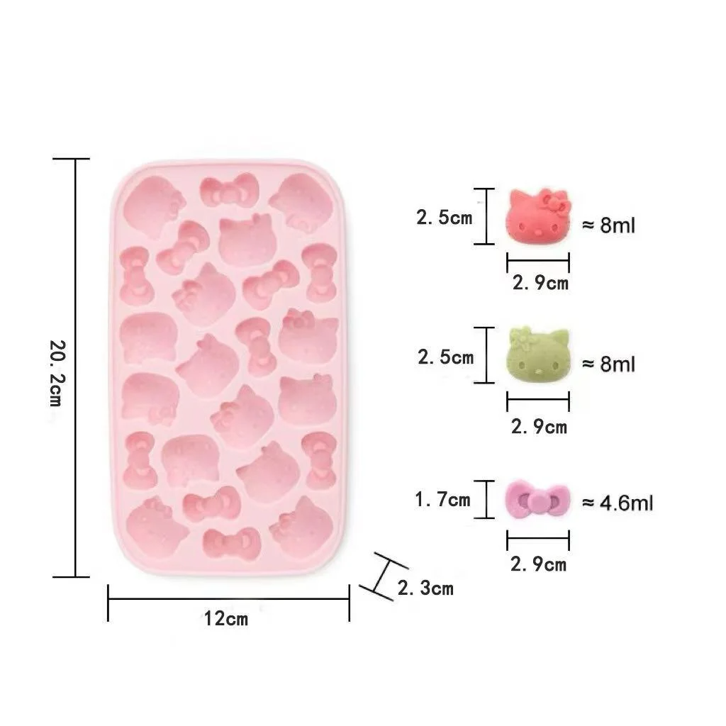 Cartoon Pink 3D Pink Silicone Press Ice Tray Mold Cute Home Refrigerator Ice Storage Box Party Birthday Gifts