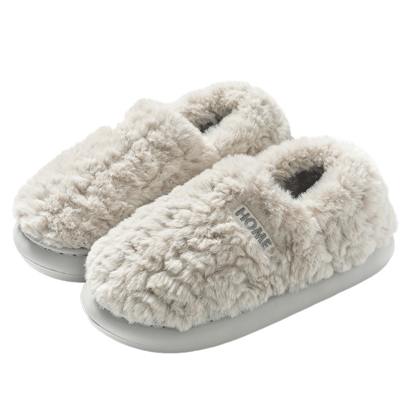 Cotton slippers women's winter new style bag heel home warm and non slip plush cotton shoes for men wearing outside 2026