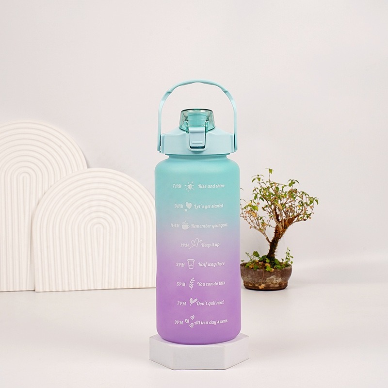 2 Liters Plastic Kettle Large Portable Travel Water Bottle with Straw Sports Fitness Cup High Value Big Fat Cup Water Bottles