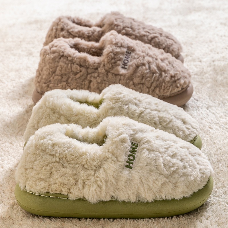 Cotton slippers women's winter new style bag heel home warm and non slip plush cotton shoes for men wearing outside 2026