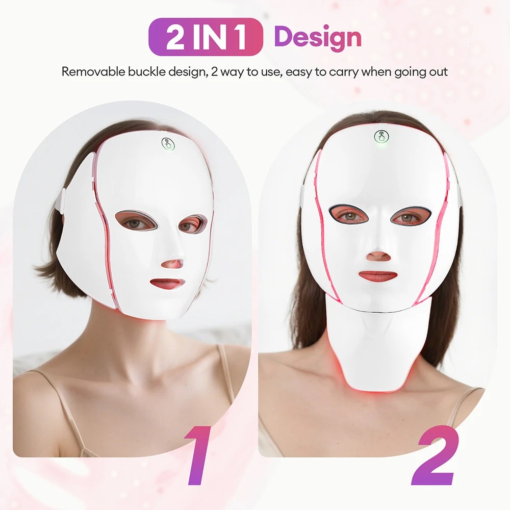 Face Neck Beauty Mask 7 Colors Light LED Mask Photon Red Light Facial Skin Care Repair Skin Anti Aging Wrinkle Skin Tightening MRY511256