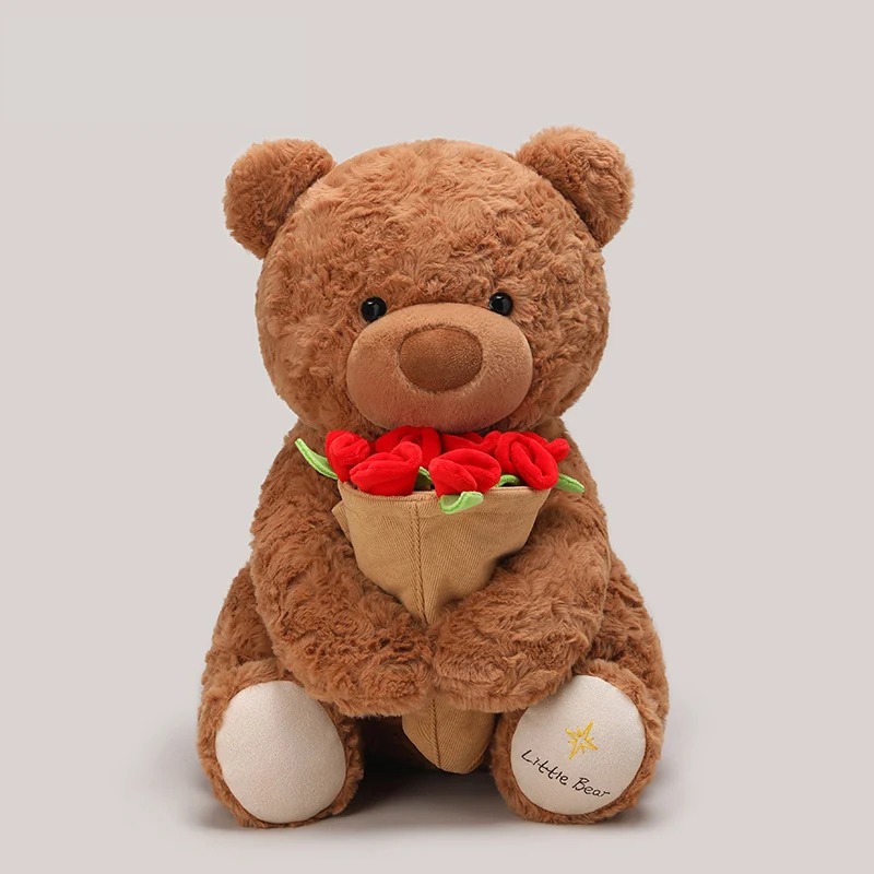 Teddy Bear with Roses Plush Toy Soft Bear Stuffed Doll Romantic Gift for Lover Home Decor Valentine's Day Gifts for Girls MGXX511254
