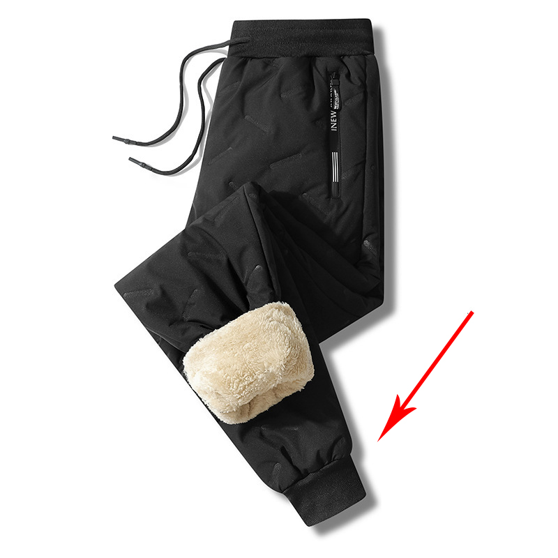 Men's Fleece-lined Thickened Casual Pants Warm Cotton Wadded Trousers Anti-cold Middle-aged Elderly Outerwear 7XL Suit Pants MCK323004