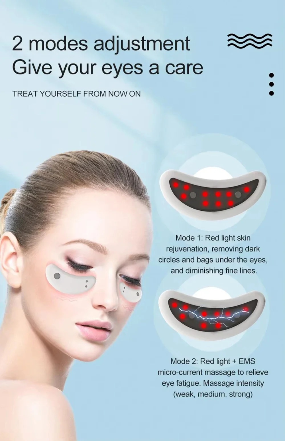 EMS Micro-current Led Red Light Eye Care Massage With Gel Patch For Treatment Under Eye Wrinkle Improvement Dark Circles Removal Eye Lines MRY503280