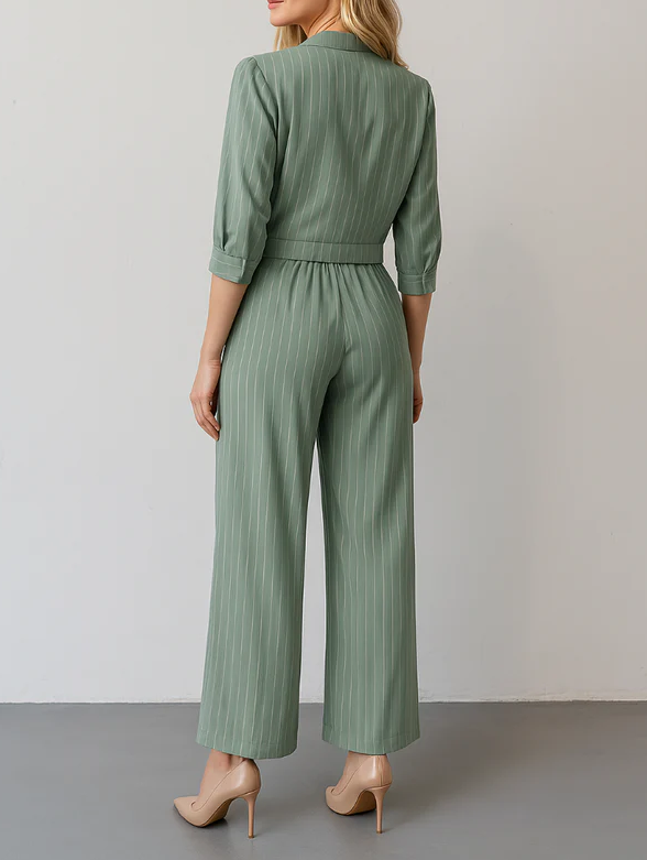 New Spring Summer Fashion Striped Mid-sleeved Top Trousers Suit Women's Clothing Elegant Casual Woman 2 Piece Set Outfit WTZ602034