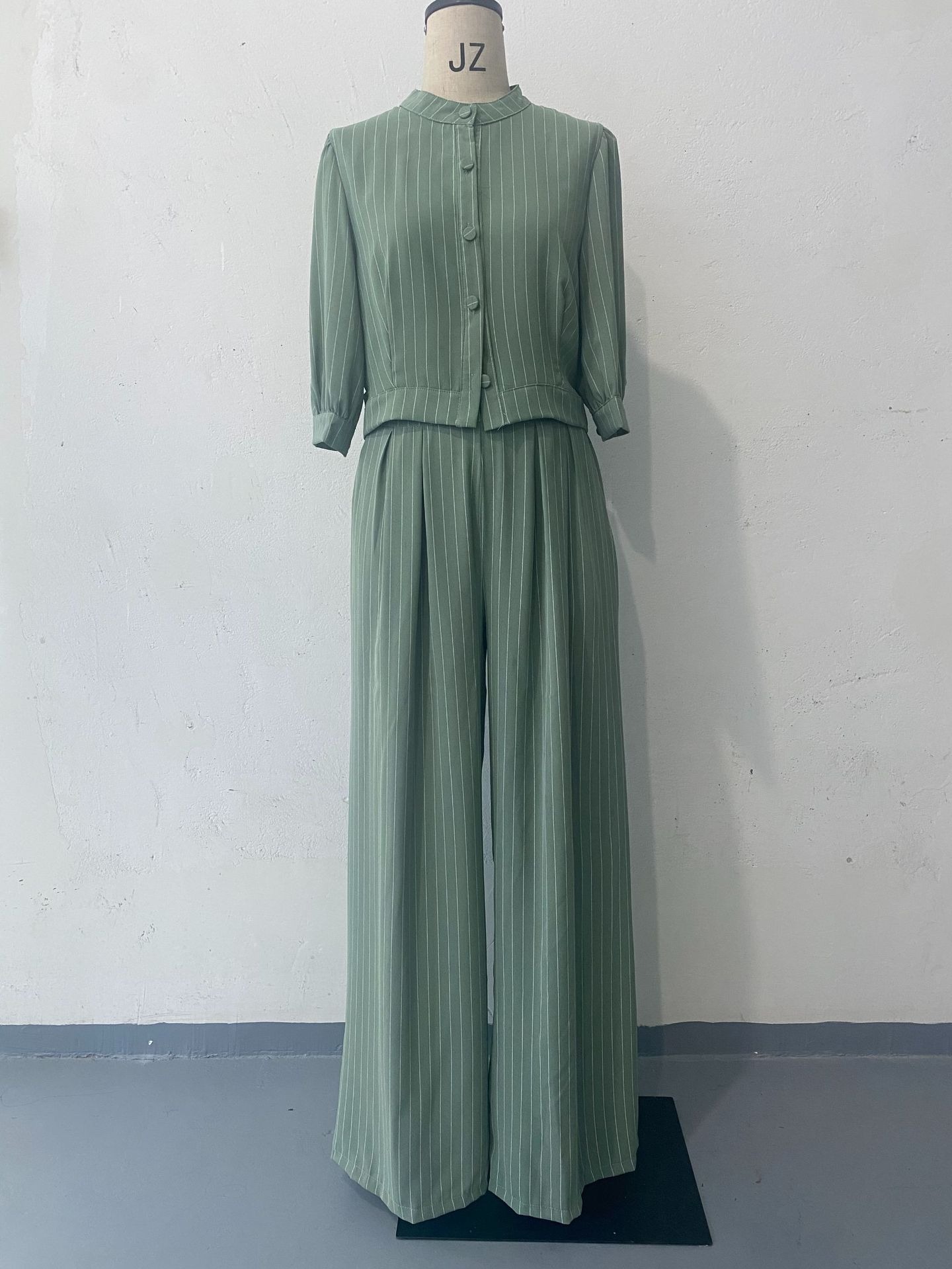 New Spring Summer Fashion Striped Mid-sleeved Top Trousers Suit Women's Clothing Elegant Casual Woman 2 Piece Set Outfit WTZ602034