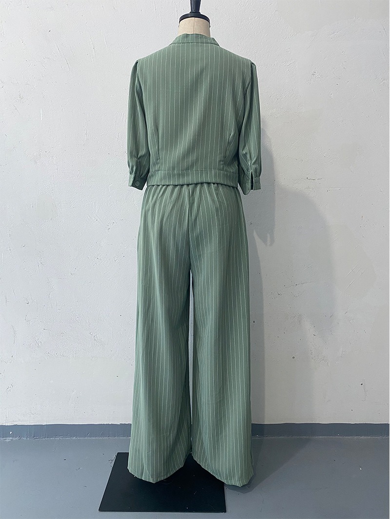 New Spring Summer Fashion Striped Mid-sleeved Top Trousers Suit Women's Clothing Elegant Casual Woman 2 Piece Set Outfit WTZ602034