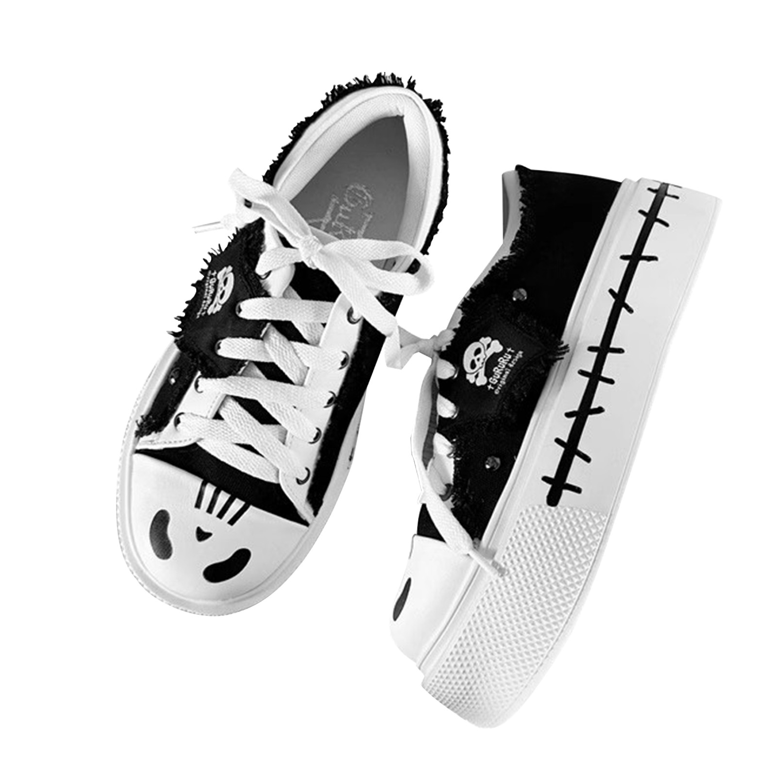 Ghost flag GURURU original otaku system subculture versatile girl thick bottom canvas shoes