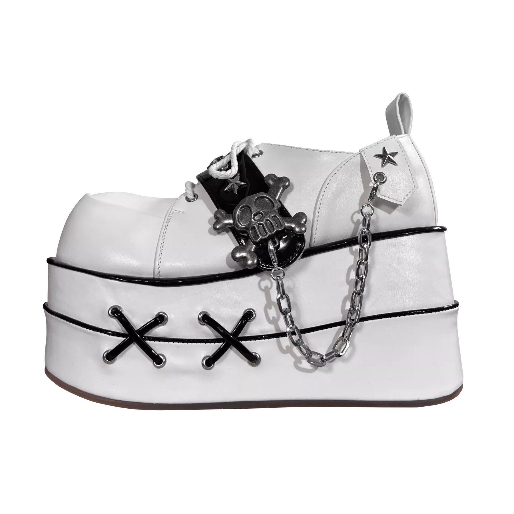 GURURU Original Y2K Goth Platform Boots - Punk Chunky Sole Shoes with Skull Decor, Retro Vintage Combat Boots for Women