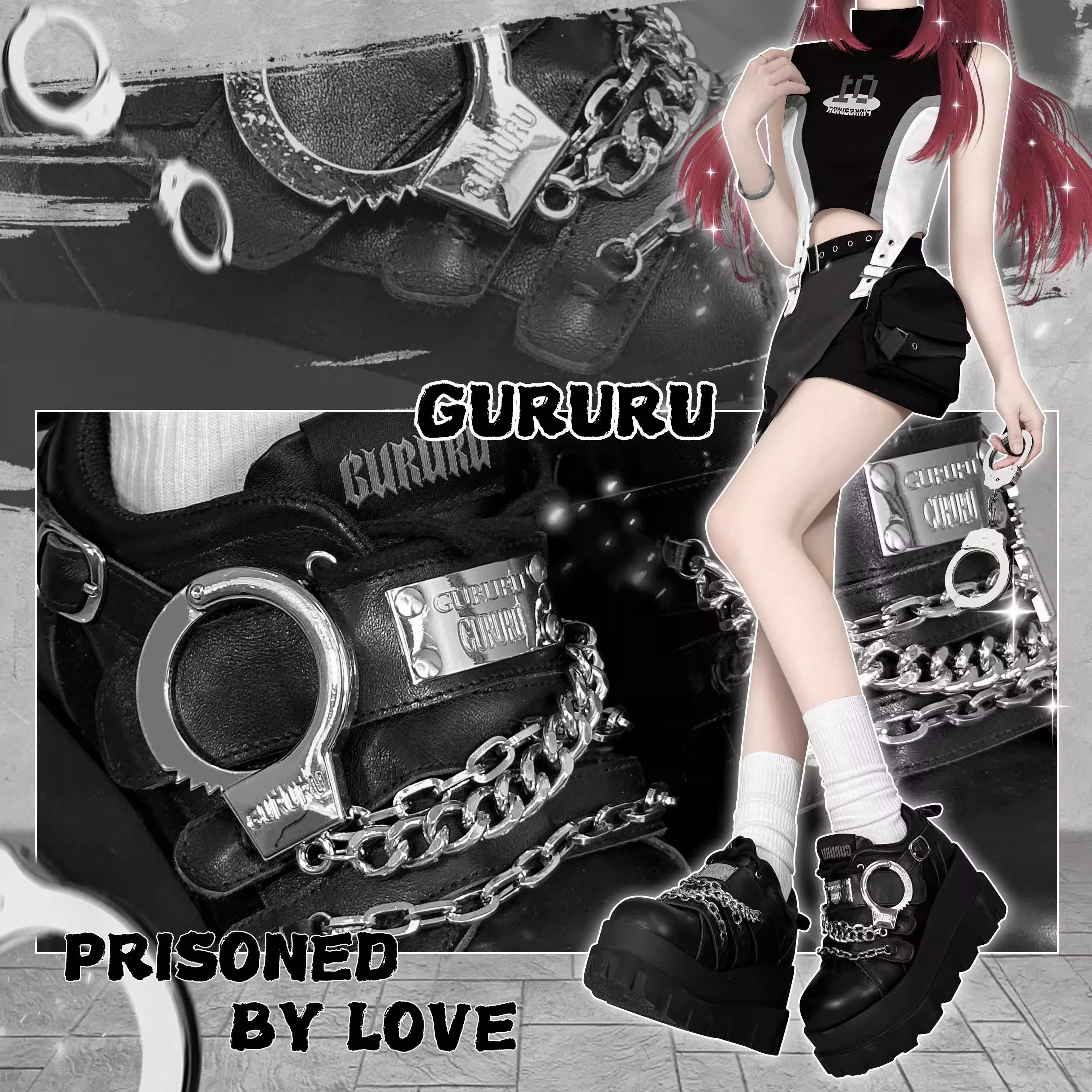 Women's Goth Boots Punk Black Metallic Goth Platform Chunky Ankle Boots Thick Sole Goth Boots Designer Shoes