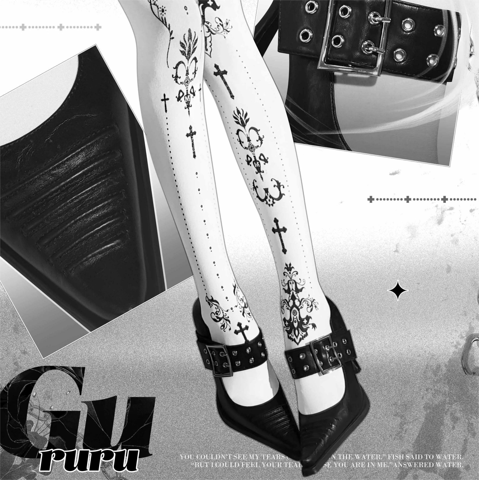 Goth Heels Buckle Shoes for Women Mary Jane Closed Pointed Toe High Heel Pumps Punk Heels