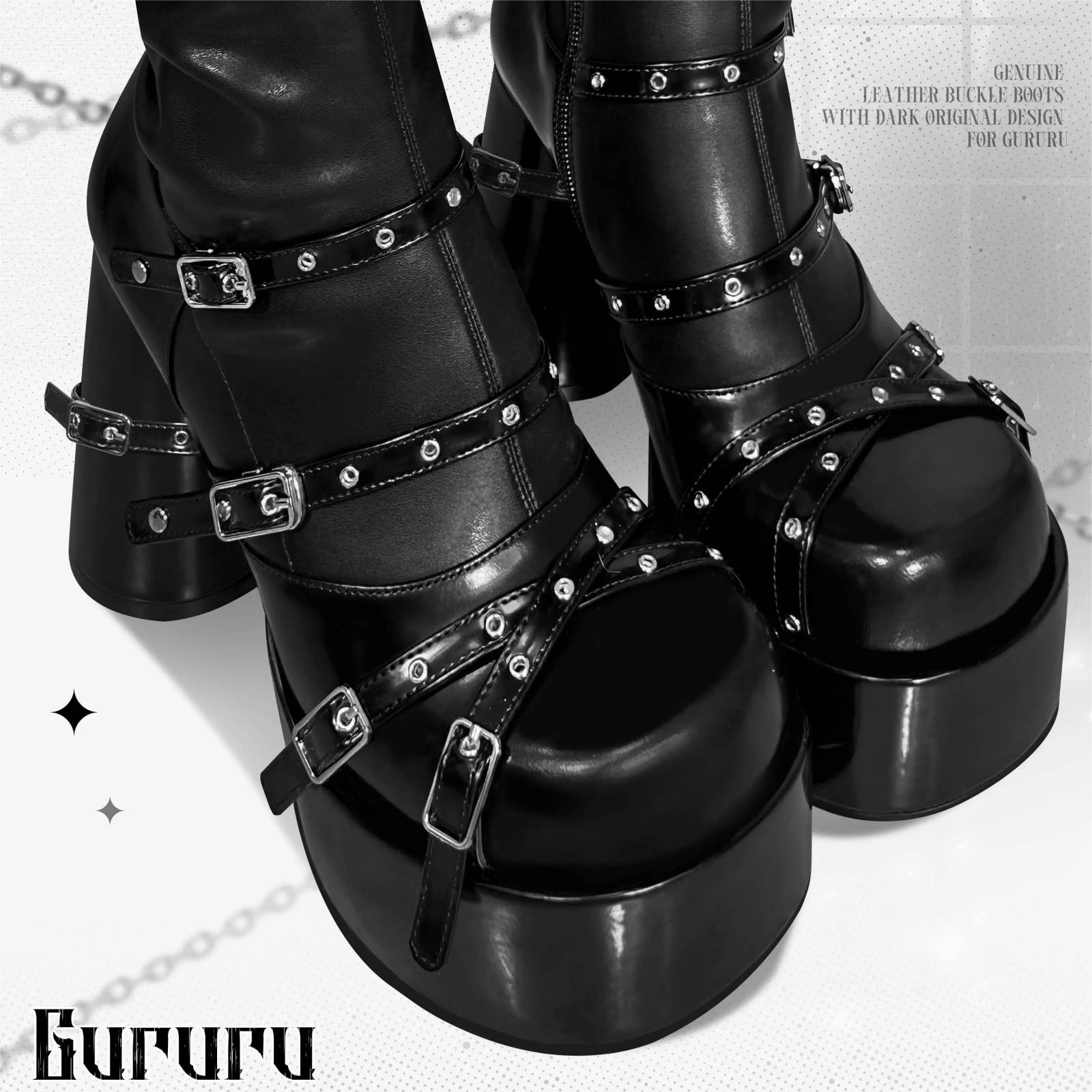 Womens Goth Boots Mid Calf Boots Chunky Heel Boots for Women Goth Platform Boots Stretch Boots