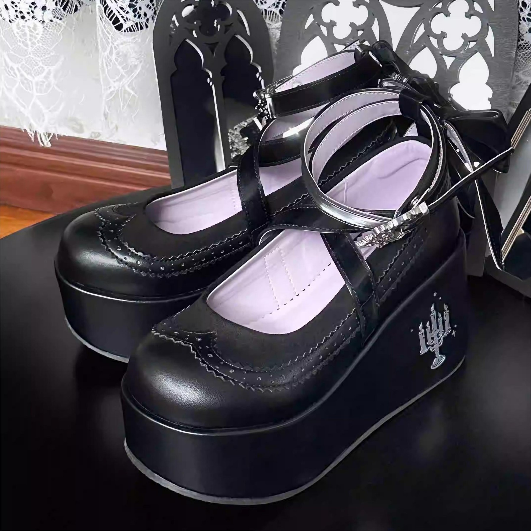 Witch's Dinner GURURU Original Goth Punk Spice Girls Strap Mary Jane Thick Shoes