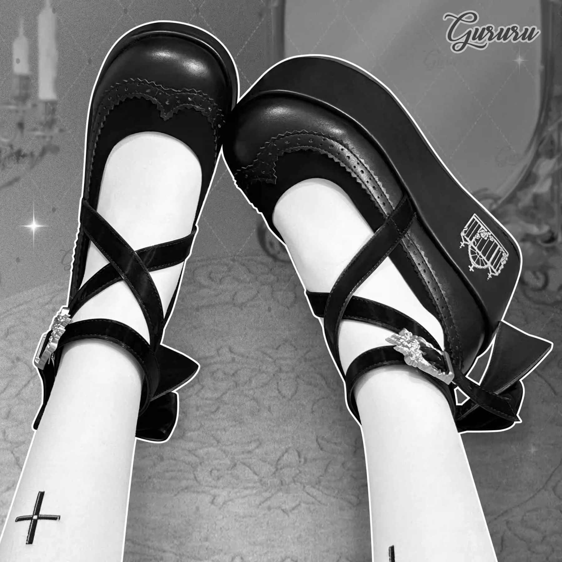 Witch's Dinner GURURU Original Goth Punk Spice Girls Strap Mary Jane Thick Shoes