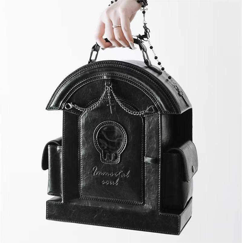 Gothic Aesthetic Ita Bag | Gururu Original Backpack | Lolita Skull Tombstone Design