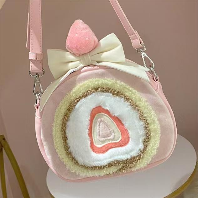 Strawberry Swiss Roll Cake Bag – Sweet & Stylish Backpack/Crossbody!