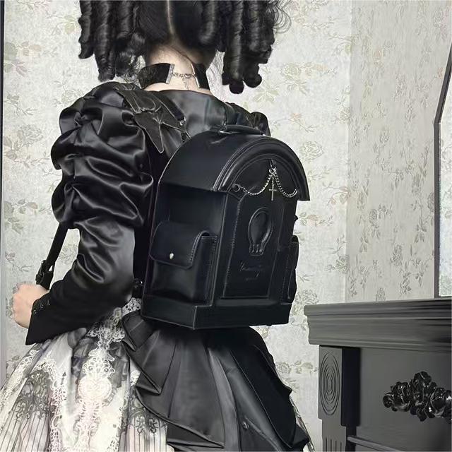 Gothic Aesthetic Ita Bag | Gururu Original Backpack | Lolita Skull Tombstone Design