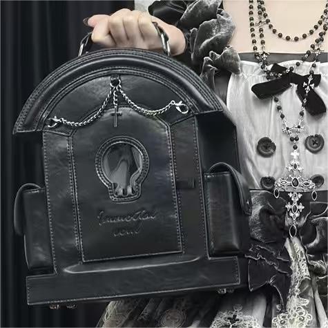 Gothic Aesthetic Ita Bag | Gururu Original Backpack | Lolita Skull Tombstone Design