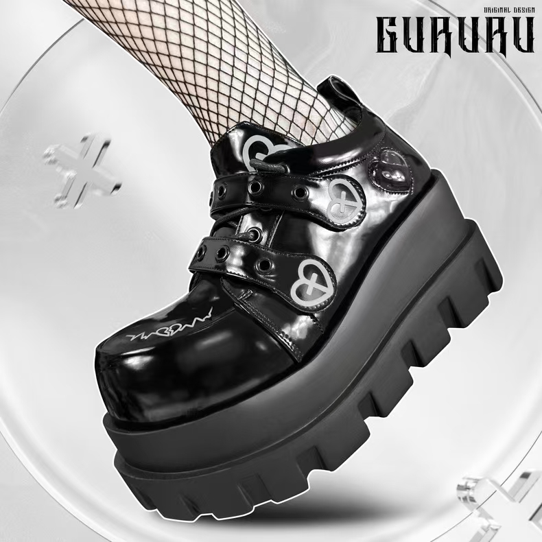 Telepathy GURURU original punk water injection heart cross macaron subculture thick shoes
