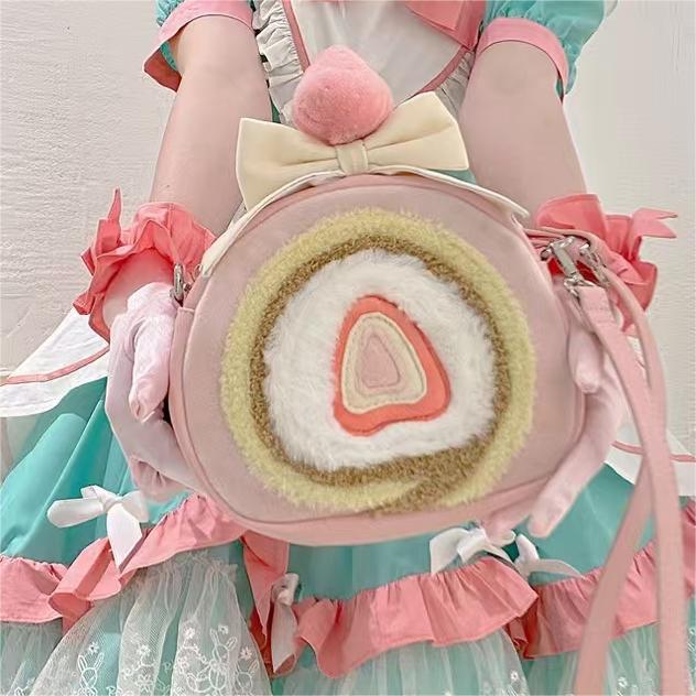 Strawberry Swiss Roll Cake Bag – Sweet & Stylish Backpack/Crossbody!