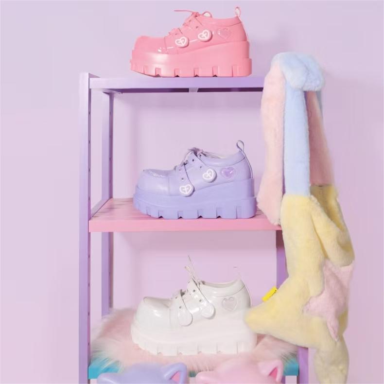 Telepathy GURURU original punk water injection heart cross macaron subculture thick shoes