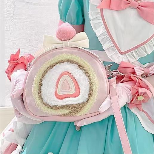 Strawberry Swiss Roll Cake Bag – Sweet & Stylish Backpack/Crossbody!