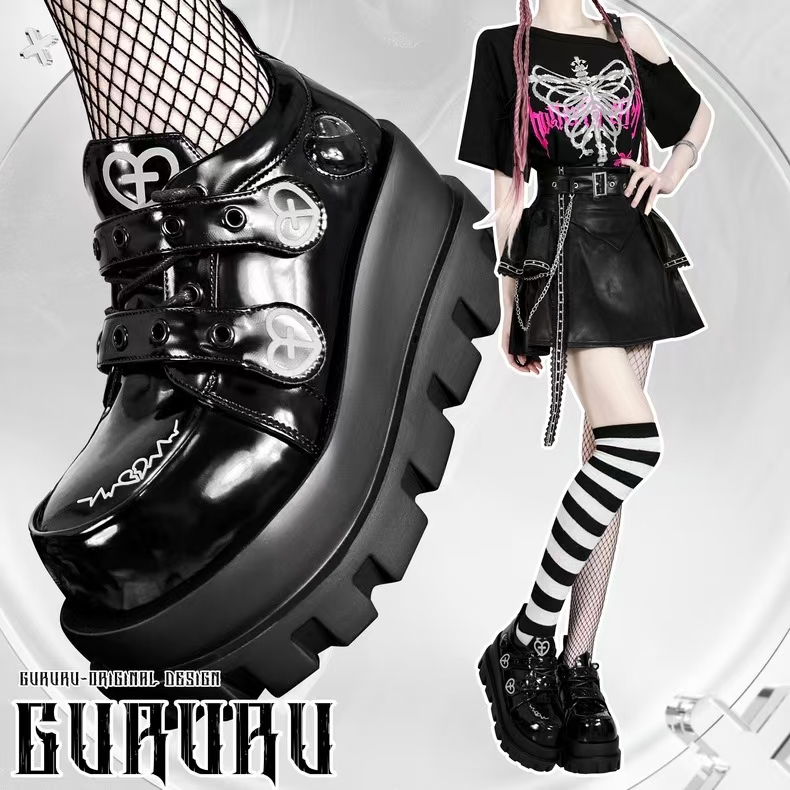 Telepathy GURURU original punk water injection heart cross macaron subculture thick shoes