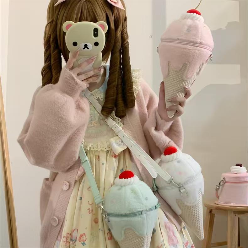 GURURU Melted Ice Cream Plush Lolita Crossbody Bag – Sweet, Unique, and Irresistibly Cute