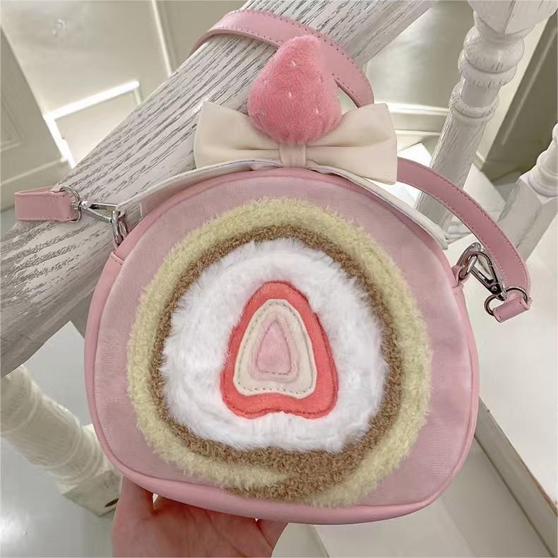 Strawberry Swiss Roll Cake Bag – Sweet & Stylish Backpack/Crossbody!