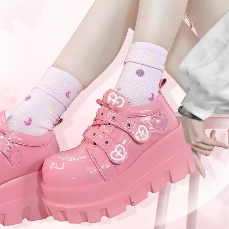 Telepathy GURURU original punk water injection heart cross macaron subculture thick shoes