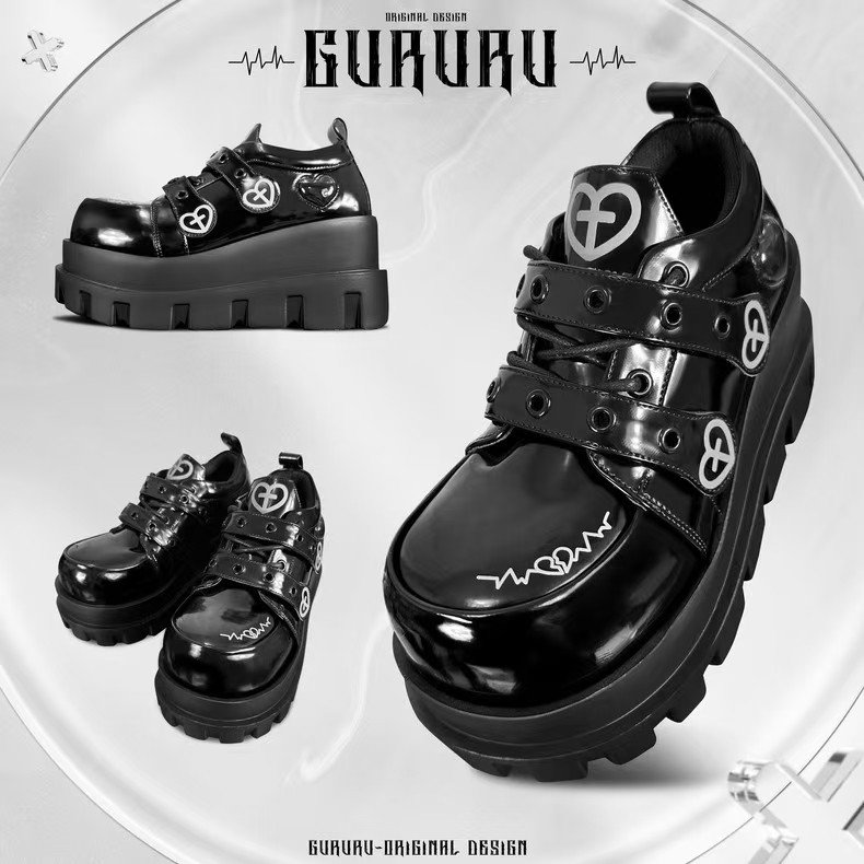 Telepathy GURURU original punk water injection heart cross macaron subculture thick shoes