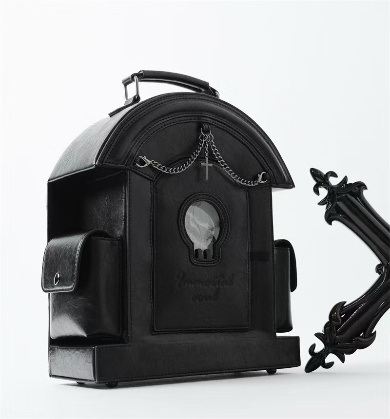 Gothic Aesthetic Ita Bag | Gururu Original Backpack | Lolita Skull Tombstone Design