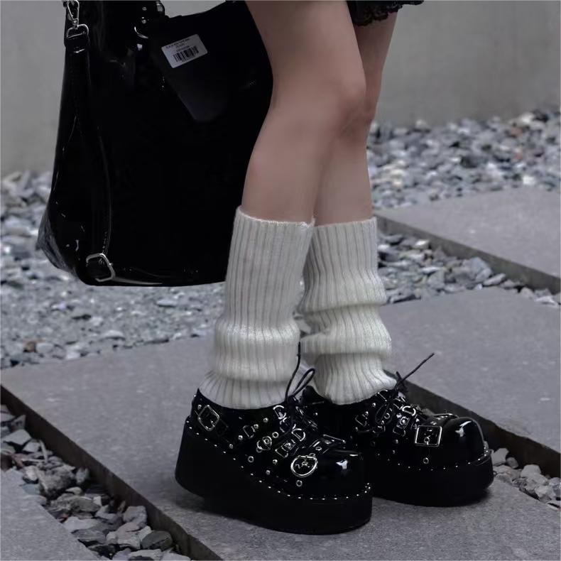 Rock Hottie GURURU Original Punk Dark Buckle Gothic Thick Leather Shoes