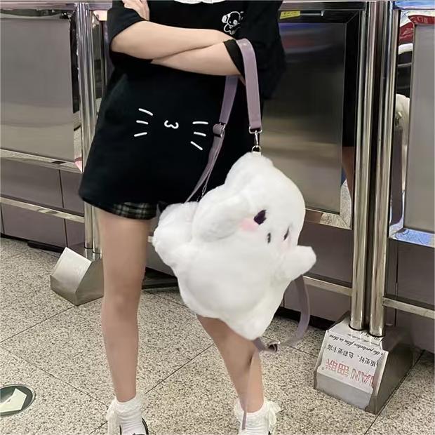 Original Ghost Plush Backpack/Crossbody Bag – Adorable Halloween Must-Have! 🎃👻💜
