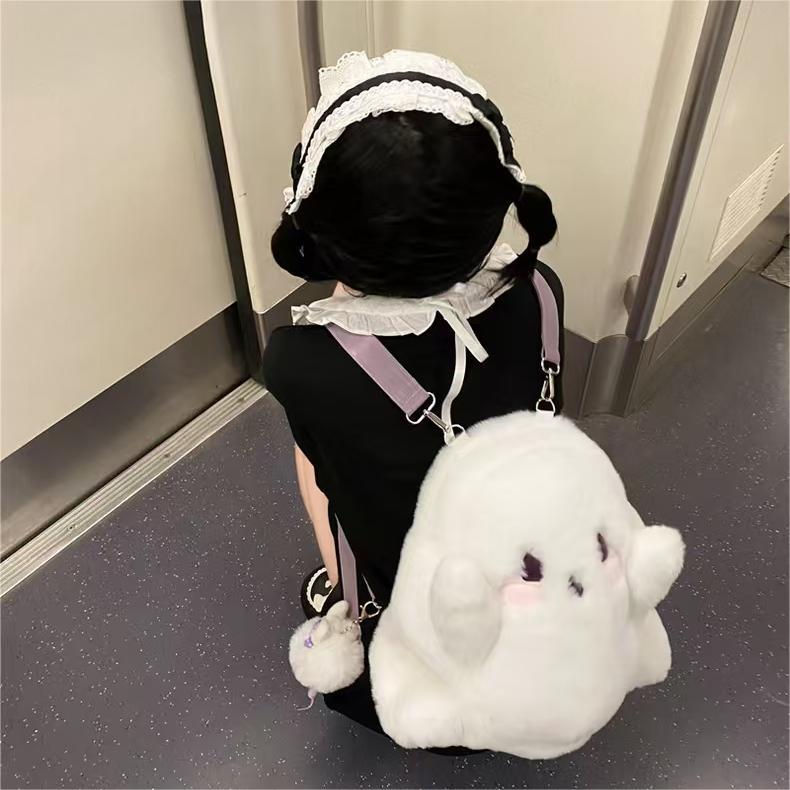 Original Ghost Plush Backpack/Crossbody Bag – Adorable Halloween Must-Have! 🎃👻💜